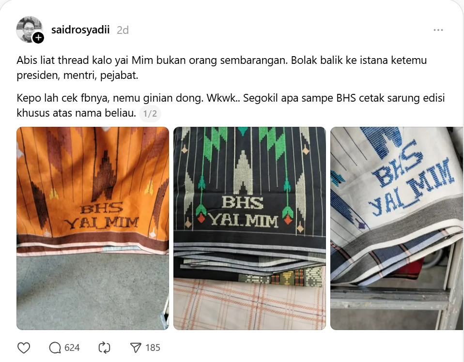 Sarung merk BHS edisi Yai Mim